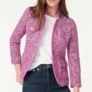J Crew Going Out Blazer Pink Tweed Jacket Women’s Size 12 LNC